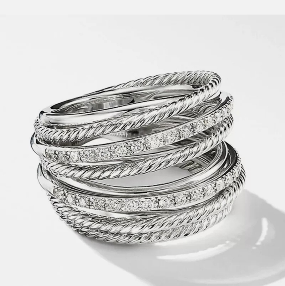 New Sterling Silver band Diamond Ring - Picture 4 of 6